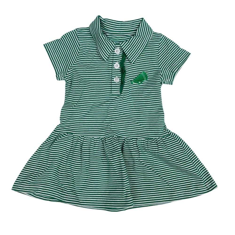 NWT Itsy Bitsy 12M Football Polo Dress in Green Stripes